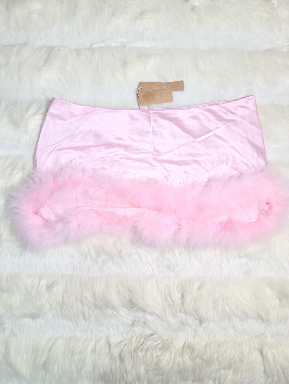 SKIMS Silk Feather Low Rise Mini Skirt Pink Cherry Blossom Women Medium NEW